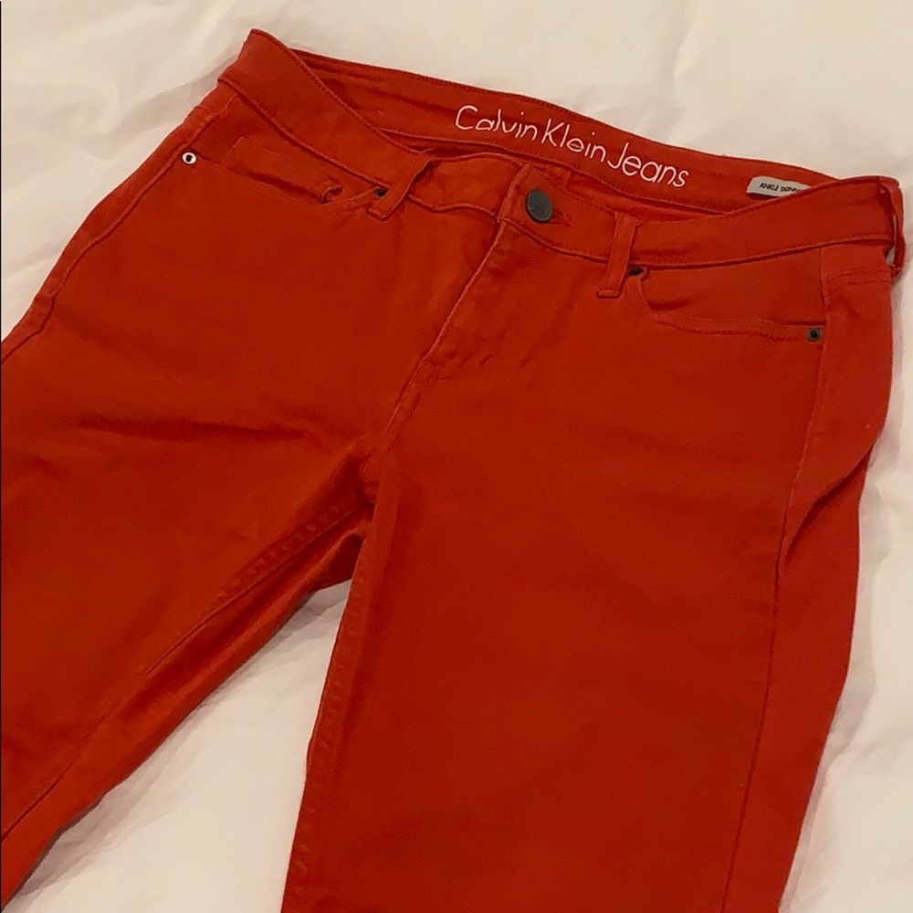 Bright burnt orange skinny jeans - Size 8